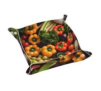 Variety Fresh Vegetables Fruits Print Storage Tray,Desktop Storage Tray, Foldable Catchall Organizer For Bedroom
