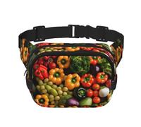 Variety Fresh Vegetables Fruits Print Waist Pack Square Waist Bag Workout Hiking Running Travel Gym Pretty Zipper Fashion
