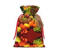Variety Fresh Vegetables Fruits Printed Drawstring Gift Bags,Various Sizes, Bulk Plastic Packaging Bags