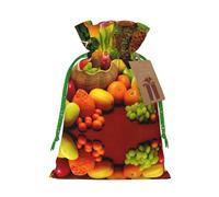 Variety Fresh Vegetables Fruits Printed Drawstring Gift Bags,Various Sizes, Bulk Plastic Packaging Bags