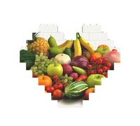 variety fresh vegetables fruits Printed Jigsaw Puzzle 10.8x12.8 CM, Heart-Shaped Puzzle Challenging Game for Adults Gifts, Family Fun Decorative Wall Decor