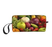 Variety Fresh Vegetables Fruits Printed Travel Makeup Bag Portable Cosmetic Bag Makeup Case Toiletry Handbag Organiser for Women