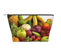 Variety Fresh Vegetables Fruits Printed Travel Makeup Bag Trapeze Cosmetic Bag Makeup Case Toiletry Bag Organiser for Women
