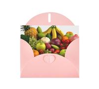 variety fresh vegetables fruits Prints Pearl Paper Horizontal Festival Greeting Card for Birthday Cards and All Occasions, Pink