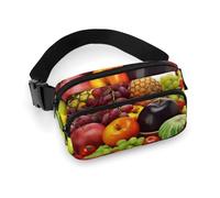 Variety Fresh Vegetables Fruits Waist Bag Fashion Fanny Bag with Adjustable Strap for Outdoor Workout Cycling Unisex, white, 20x13cm, Waist Bag