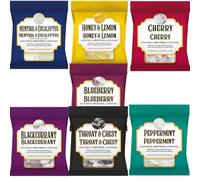 Variety Menthol Sweets Pack 73g - Throat & Chest, Blackcurrant, Peppermint, Blueberry, Menthol & Eucalyptus, Honey & Lemon, Cherry Menthol Lozenges - jkms (6 x Bags, Random Mixd)