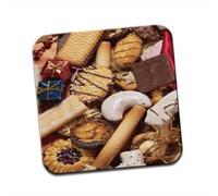Variety of Shortbread Biscuits Cookies Chocolate Single Premium Glossy Wooden Coaster