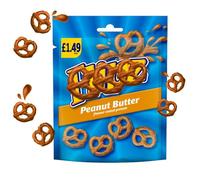 Variety Pack of Coated Pretzel Snacks PMP - Peanut Butter, Cinnamon Bun & Milk Chocolate 80g - Flp (12 Packs, Peanut Butter)