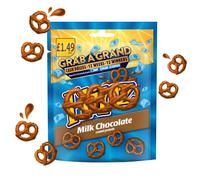 Variety Pack of Coated Pretzel Snacks PMP - Peanut Butter, Cinnamon Bun & Milk Chocolate 80g - Flp (12 Packs, Milk Chocolate)