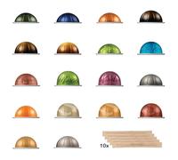 Variety Pack with 18 Pods Compatible with Nespresso Vertuo 1 of Each Coffee Sampler Discovery Pack Plus 10 Wooden Stirring Sticks Coffee Gifts 18 Capsules Espresso Lungo