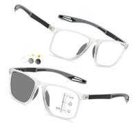 Varifocal Reading Glasses For Mens And Womens, Photochromic Reading Glasses, Blue Light Blocking Computer Readers With Spring Hinges, UV Protection(Clear/Grey,3.0x)