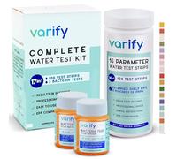 Varify 17in1 Complete Drinking Water Test Kit - 100 Strips + 2 Bacteria Tester Kits - Well, Tap, Home, City Water Testing Strip for Lead, Alkaline, Chlorine, Hardness, Iron, Fluoride, Copper & More