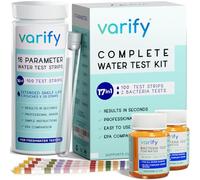 Varify 17in1 Complete Drinking Water Test Kit - 100 Strips + 2 Bacteria Tester Kits - Well, Tap, Home, City Water Testing Strip for Lead, Alkaline, Chlorine, Hardness, Iron, Fluoride, Copper & More