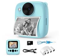 Variglas Appareil Photo Enfant, 1080P Appareil Photo Instantané Enfant Caméra Vidéo avec Carte de 32GB & Papier Photo, Cadeaux pour Garçons & Filles de 3 à 12 Ans