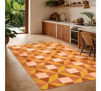 VARIKASHOM Machine Washable Rugs for Bedroom, 120 x 160 cm, Geometric Yellow, Brown, Beige, Rug Living Room Dining Room Decor Floor Carpet Soft Low Pile,