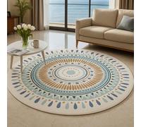 VARIKASHOM Round Rugs Home Decorations,Modern Cream Light Blue Green Vintage Brown Traditional,Multicolour,Round 100 cm,Modern Contemporary Design Decorative Home Carpet