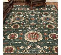 VARIKASHOM Rugs Bedroom Aesthetic Room Decor, Indoor Outdoor Rug Mat Garden Camping,Beige Red Multicoloured Flowers Oriental Traditional,Green,100 x 180 cm