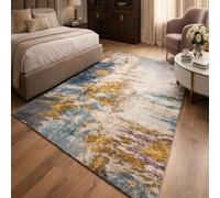 VARIKASHOM Rugs Home Decorations Bedroom under Dressing Table, Makeup Vanity Table,Abstract Modern Yellow, Blue, Gray, White, Red,100 x 160 cm