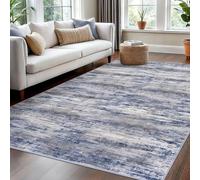 VARIKASHOM Rugs Home Decorations Bedroom under Dressing Table, Makeup Vanity Table,Modern Abstract Blue, Gray, White,Blue,100 x 160 cm