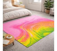 VARIKASHOM Rugs Living Room Bedroom Non Slip Rug Washable Floor Carpets for Bedside,Abstract Pink, Yellow, Green, Orange,150 x 180 cm