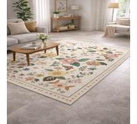 VARIKASHOM Small Rugs Washable Rug Floor Mat for Hallway Entryway Laundry Besides, Floral Modern Pink, Yellow, Green, Beige, Blue,60 x 110 cm