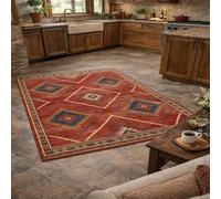 VARIKASHOM Small Rugs Washable Rug Floor Mat for Hallway Entryway Laundry Besides, Geometric Vintage Red, Blue, Beige, Yellow,60 x 110 cm