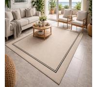 VARIKASHOM Small Rugs Washable Rug Floor Mat for Hallway Entryway Laundry Besides, Modern Geometric Beige Black,60 x 110 cm