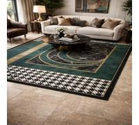 VARIKASHOM Small Rugs Washable Rug Floor Mat for Hallway Entryway Laundry Besides, Modern Geometric Green, Yellow, Black, White,60 x 110 cm