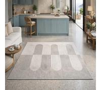 VARIKASHOM Small Rugs Washable Rug Floor Mat for Hallway Entryway Laundry Besides, Modern Geometric Gray, White,60 x 110 cm