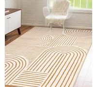 VARIKASHOM Small Rugs Washable Rug Floor Mat for Hallway Entryway Laundry Besides, Modern Geometric Orange White Design Multicolor,60 x 110 cm