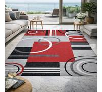 VARIKASHOM Small Rugs Washable Rug Floor Mat for Hallway Entryway Laundry Besides, Modern Geometric Red, Gray, Black, White,60 x 110 cm