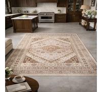 VARIKASHOM Small Rugs Washable Rug Floor Mat for Hallway Entryway Laundry Besides, Vintage Beige, Brown, White,60 x 110 cm