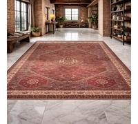 VARIKASHOM Small Rugs Washable Rug Floor Mat for Hallway Entryway Laundry Besides, Vintage Red, Beige, Brown,60 x 110 cm