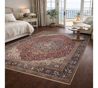 VARIKASHOM Small Rugs Washable Rug Floor Mat for Hallway Entryway Laundry Besides, Vintage Red, Beige, Brown, Blue,60 x 110 cm