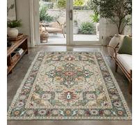 VARIKASHOM Small Runner Rugs Hallway, 60 x 120 cm, Oriental Green, Beige, Red, Yellow, Low Pile Rug for Living Room Bedroom Beside Kitchen Floor Mats,