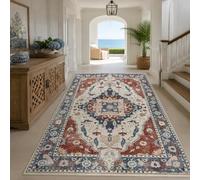 VARIKASHOM Small Runner Rugs Hallway, 60 x 120 cm, Oriental Red, Blue, Beige, White, Brown, Low Pile Rug for Living Room Bedroom Beside Kitchen Floor Mats,
