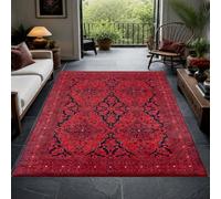 VARIKASHOM Square Rugs, 120 x 120 cm, Oriental Red, Black, White, Rug for Decorative Home Accessories Living Room, Bedroom Carpet,