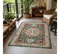 VARIKASHOM Square Rugs, 80 x 80 cm, Oriental Floral Green, Red, White, Orange, Decorative Rugs Home Accessories Living Room Bedroom Decoration