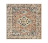 VARIKASHOM Square Rugs,Multicolour Beige Orange Floral Traditional Vintage,Terracotta,200 x 200 cm,Large Rug Living Dining Sitting Room Lounge Floor Carpet Soft Short Pile
