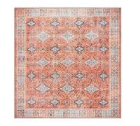 VARIKASHOM Square Rugs,Traditional Retro Geometric Border Design,Orange,80 x 80 cm,small Washable Rug Entryway Indoor Throw Carpet under Laundry Basket