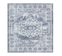 VARIKASHOM Square Rugs,Vintage Distressed Home Office House Floor Decor,blue-white,180 x 180 cm, Dining Room Rug Under Table, Large Non Slip Carpet for Bedroom Living Room