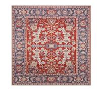 VARIKASHOM Square Rugs,Vintage Multicolour Blue Floral Oriental Traditional,Red,80 x 80 cm, small washable Rug for Living Room under Coffee Table Sofa Carpet