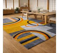 VARIKASHOM Washable Rugs Living Room Soft Low Pile Rug for Bedroom Dining Room Decor Floor Carpet,Modern, Geometric, Abstract Yellow, Orange, Black, Gray, White,120 x 160 cm