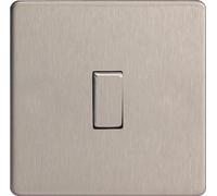 Varilight - 1 Gang, 1 or 2 Way, 10 Amp Switch, Dimension Screwless Brushed Steel