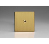 Varilight 1-Gang 1 or 2W 10A Classic Toggle Switch Dimension Screwless Brushed Brass XDBT1S in Yellow Varilight Yellow