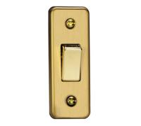 Varilight 1-Gang 10A 1- or 2-Way Rocker Architrave Switch Brushed Brass