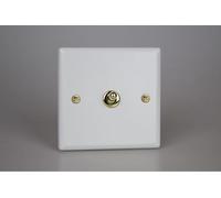 Varilight Single Toggle Light Switch 2-Way - Vogue Matt White With Polished Brass Toggle, Xyt1V.mw