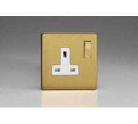 Varilight - 1 Gang 13 Amp Single Switched Socket Dimension Screwless Brushed Brass - XDB4WS