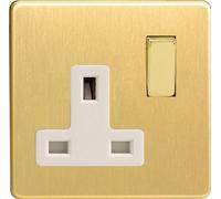 Varilight - 1 Gang 13 Amp Single Switched Socket Dimension Screwless Brushed Brass - XDB4WS by Varilight