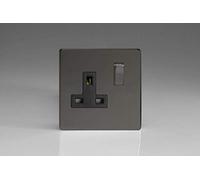 Varilight - 1 Gang 13 Amp Single Switched Socket Dimension Screwless Iridium-Black - XDI4BS